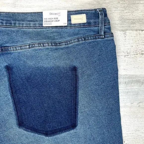 NWT Skinnygirl Plus Sydney Two-Tone Studded Cropped Straight Jean Size 24W 3X - Picture 15 of 16